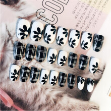 Faux ongles à coller pour femmes, courts, carrés, en amande, réutilisables, en acrylique avec revêtement gel, pour un aspect naturel et une