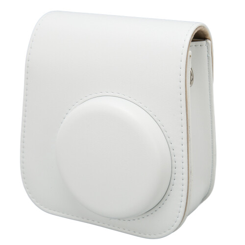Capa protetora para câmera instantânea em couro PU, compatível com Instax Mini. Design com aba, interior macio em microfibra que não risca e 2