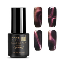 Esmalte de uñas en gel con efecto ojo de gato, rojo rosado reflectante magnético, con purpurina brillante y efecto holográfico, ideal para uso