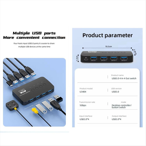 USB3.0 Switcher 4 in Out Splitter Computer Teilen 2