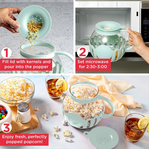 Microwave Popcorn Popper with Temperature Safe Gla 2