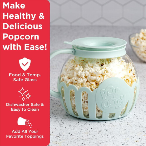 Microwave Popcorn Popper with Temperature Safe Gla 1