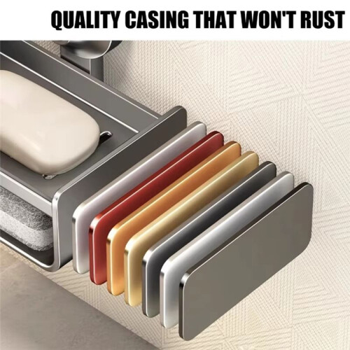 Wall Mounted Soap Holder with Hook, No-Drill Installation, Removable Soap Dish for Shower and Bathroom 1