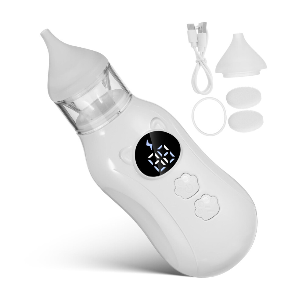 Electric Nasal Aspirator With Multiple Suction Levels Quiet Operation Portable Detachable Hygienic Cleaner White
