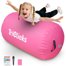 Air Roller Inflatable Tumbling Gymnastics Mat Air Roll Barrel, 80x50cm, Pink