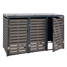 3x copribidoni box spazzatura rifiuti MCW-K14 84x205x119cm metallo WPC ~ antracite
