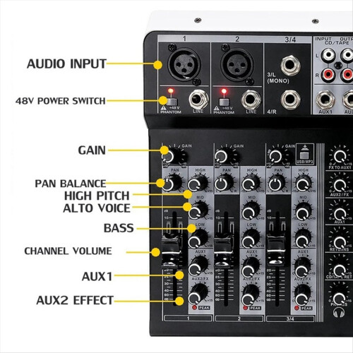 4 Channel Bluetooth Audio Mixer Sound Mixing Conso 2