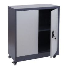 Armadio documenti MCW-O50, armadietto ufficio acciaio ruote, 2 ante serratura, acciaio 98x80x40cm ~ grigio scuro chiaro