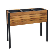 Pflanzkasten MCW-L22, Hochbeet Pflanzkübel Blumenkasten, 75x81x30cm Outdoor Alu Akazie Holz MVG-zertifiziert, braun