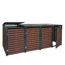 4er Mülltonnenverkleidung MCW-K14, Mülltonnenbox Mülltonnenabdeckung, 119x264x84cm WPC Metall 130kg
