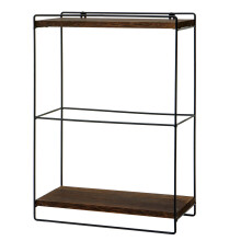 Wandregal MCW-K77, Hängeregal Regal Küchenregal, Massiv-Holz Metall Industrial 2 Regalböden 50x35x17cm
