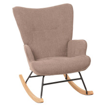 Sedia a dondolo MCW-N14, imbottita poltrona TV, legno massiccio metallo stoffa/tessuto 320g/m² ~ marrone