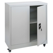 Armadio documenti MCW-O50, armadietto ufficio acciaio ruote, 2 ante serratura, acciaio 98x80x40cm ~ grigio chiaro