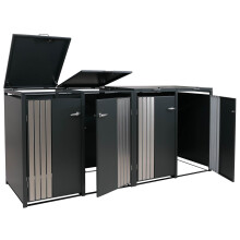 4er-Mülltonnenverkleidung MCW-O67, Mülltonnenbox mit Deckel, Metall 122x264x84cm 104kg