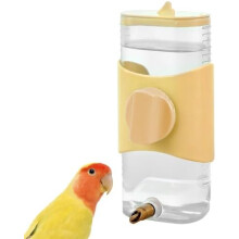 (Gelb) 9.5 Oz Parrot Water Dispenser, Automatic Bird Water Bottle with Lid for Cockatiels, Lovebirds, Finches, Budgies, Parakeets