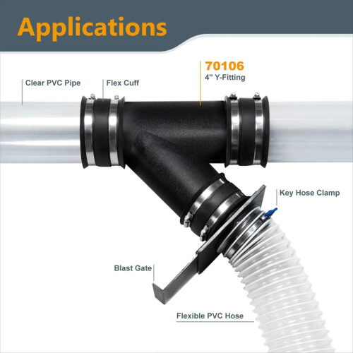 4 Inch Y Fitting for 4In Dust Collection Hose, Hos 1