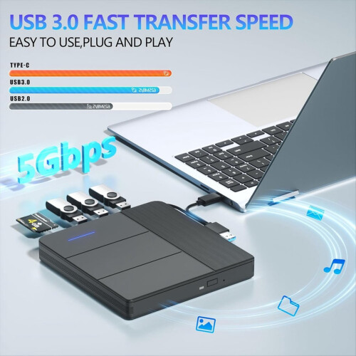 7 in 1 External Blu-Ray Drive,Support Disc R/W BD 2