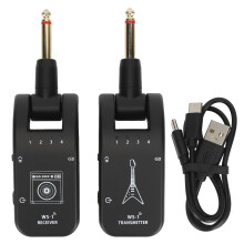 Trådløst lydsystem, 2,4 GHz trådløs guitartransmission med genopladeligt batteri, lav latenstid, 6 kanaler, understøtter flere modtagere, plug