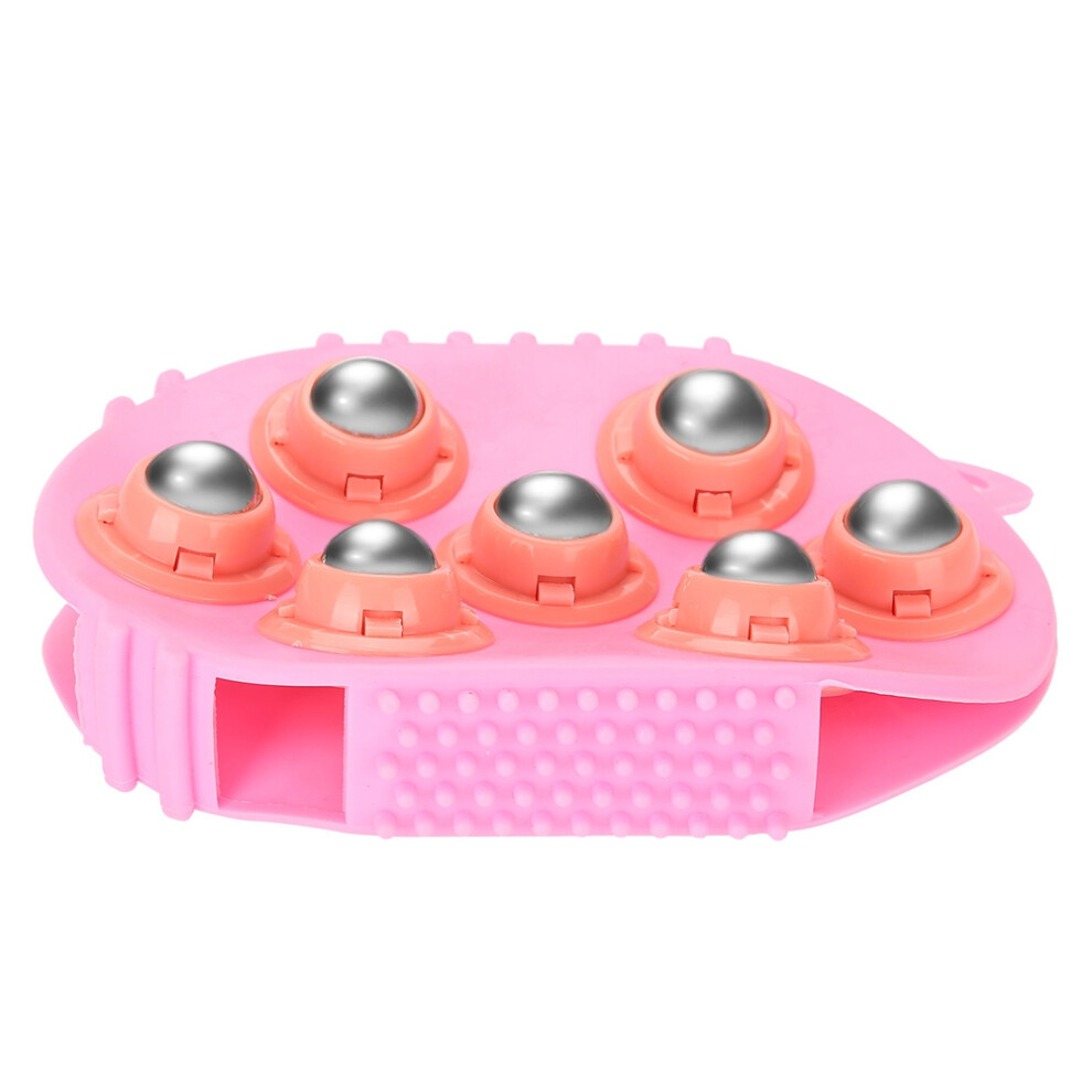Ergonomic Hand Held Massager for Deep Tissue Muscle Pain Relief, Palm Shaped Massage Glove with Roller Balls Full Body Therapy Tool Adjustable Fit