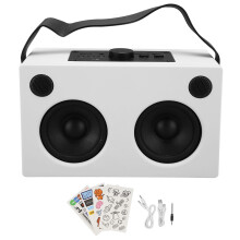 Enceinte Bluetooth au son incroyable, double haut-parleur à large bande avec basses profondes et aigus purs, boîtier en bois vintage, appareil