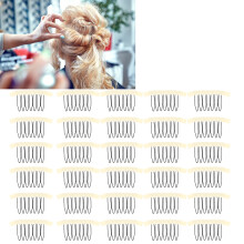 Hair Accessories 30pcs Stainless Steel Wig Comb Clips Beige 7-Teeth