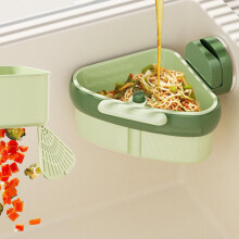 Sink Strainer Basket with Vacuum Cup, SpaceSaving Corner Kitchen Food Waste Collector, Green