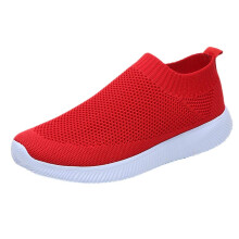 Sneakers SlipOn Breathable Mesh Thick Sole Winter Trekking Walking Shoes for Men and Women Red 6 UK