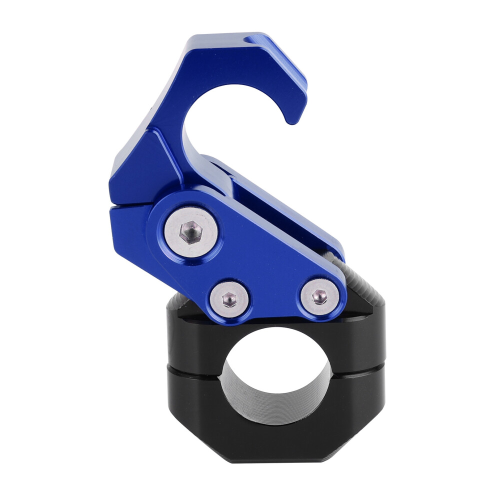 Universal Foldable Handlebar Hook For Motorcycle 0.86In Cnc Aluminum Blue 3591378995717