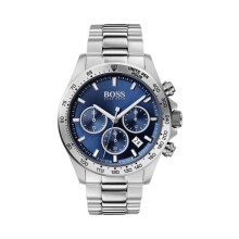 Hugo Boss Men's Hero Sport Lux Watch HB1513755 – Blue dial, stainless steel 43 mm, silver bracelet, chronograph, tachymeter