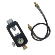 Scubas Diving Tanks Refill Adapter With Gauge And Hose Aluminum Alloy Enduring Black