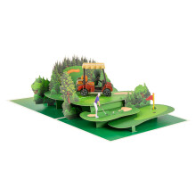 Golfbaan geïnspireerde 3D pop-up wenskaart met handgemaakte