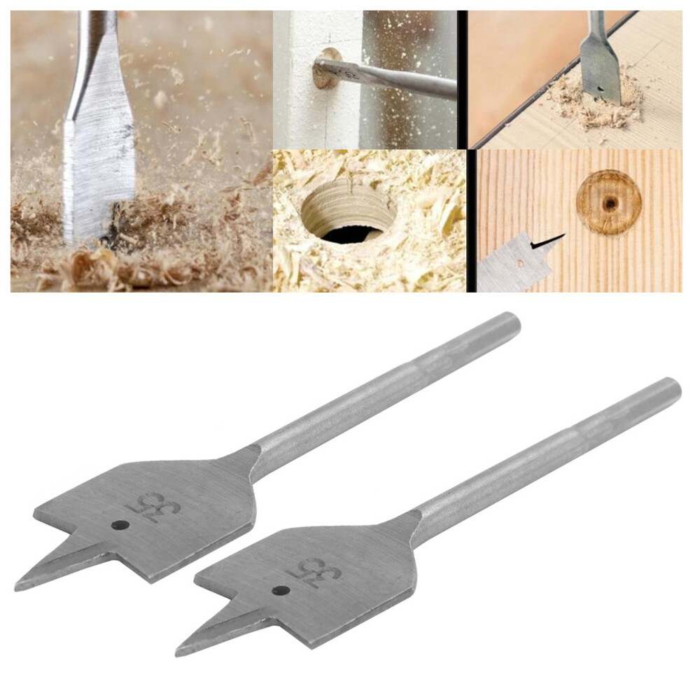 2Pcs High Carbon Steel Spade Drill Bits 35Mm Flat Woodworking Tool 8421379004239