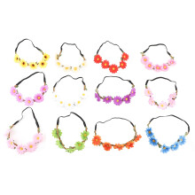 Couronne hippie en fleurs de tissu faites à la main avec bandeau floral à ruban élastique ajustable, couleurs vives, finitions exquises, douce et