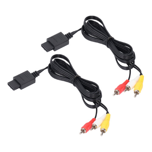 RCA Input Support Audio Video AV Cable Color Coded Connectors Quick Easy Install Super Nintendo SNES Compatible GameCube Compatible Composite Video Co 2