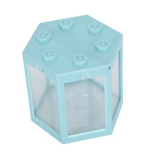 Small Blue Hex Fish Tank 12x10.5x11cm Desktop Plastic Aquarium