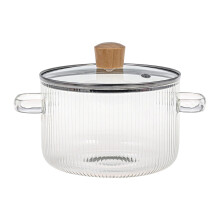 Glass Cooking Pot With Lid, Borosilicate Glass Cookware, 1500ML Capacity, For Pasta, Noodles, And Milk