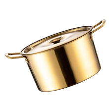 Stainless Steel Korean Ramen Pot with Lid, Double Handle Soup Stew Pasta and Sauce Cooker