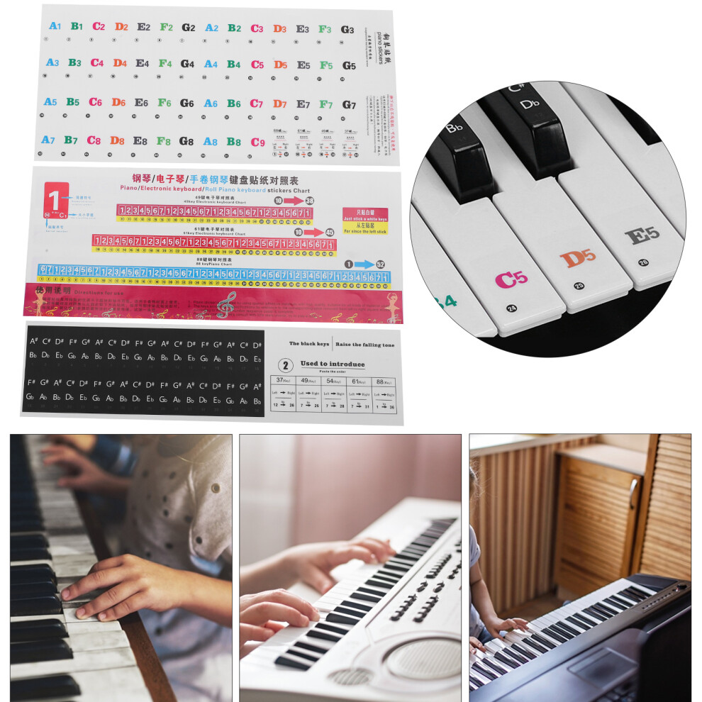 Colorful Piano Stickers 88/61/54 Keys Pvc Staff Notation Labels 8011379008551