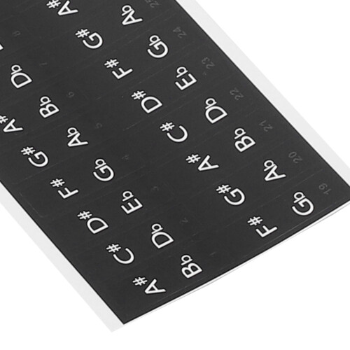 Black Piano Key Decals with Clear Notation Waterproof & Removable 2
