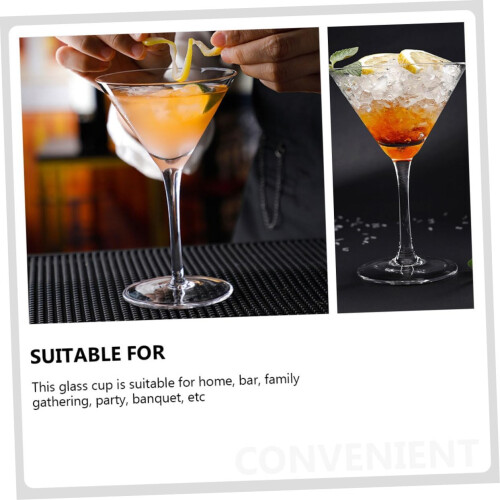 Cocktail Glasses 2Piece Set Clear Glassware Smooth Surface Easy to Clean Goblets 2
