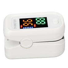 Saturimetro a dito in ABS bianco con batteria da 1150mAh, dimensioni 35x60x31mm