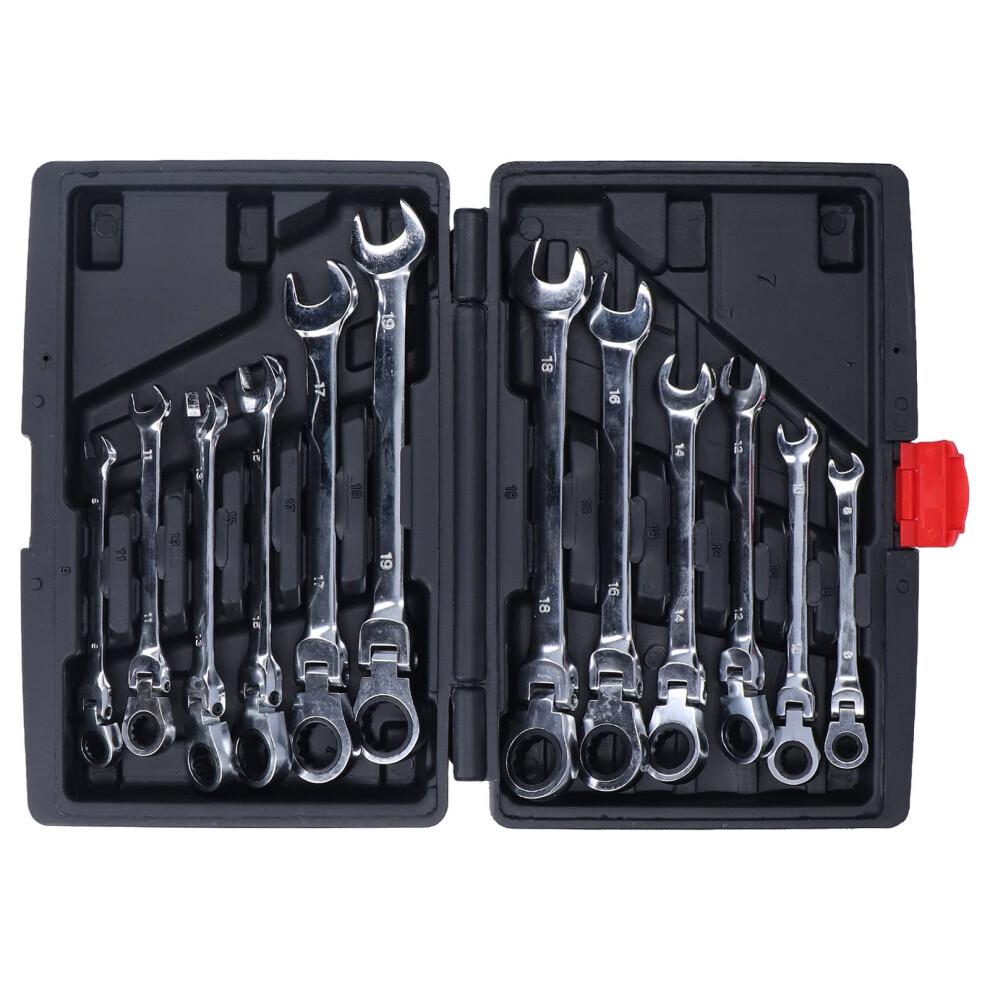 Ratcheting Wrench Set 12Piece Tool Steel Flexible Head 72Tooth Ratchet Combination Spanners For Car Garage 9187378369500