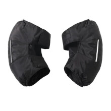 Motorcycle Leg Warmers with Thermal Plush and Windproof Knee Protection, Adjustable Straps, 2 Set Black