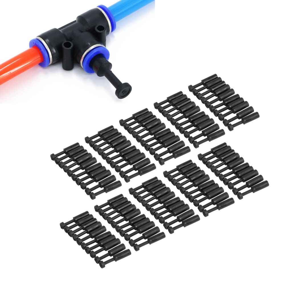100 Pcs Plastic 1/4In Pneumatic Push-In Pipe End Plugs, 0.1-1.0Mpa 7611379012506