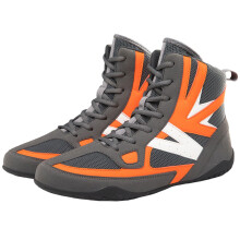 Boxing Shoes Taekwondo Training Footwear Lightweight Non Slip Rubber Sole Comfort Lining Gray Orange 38EU Fighting