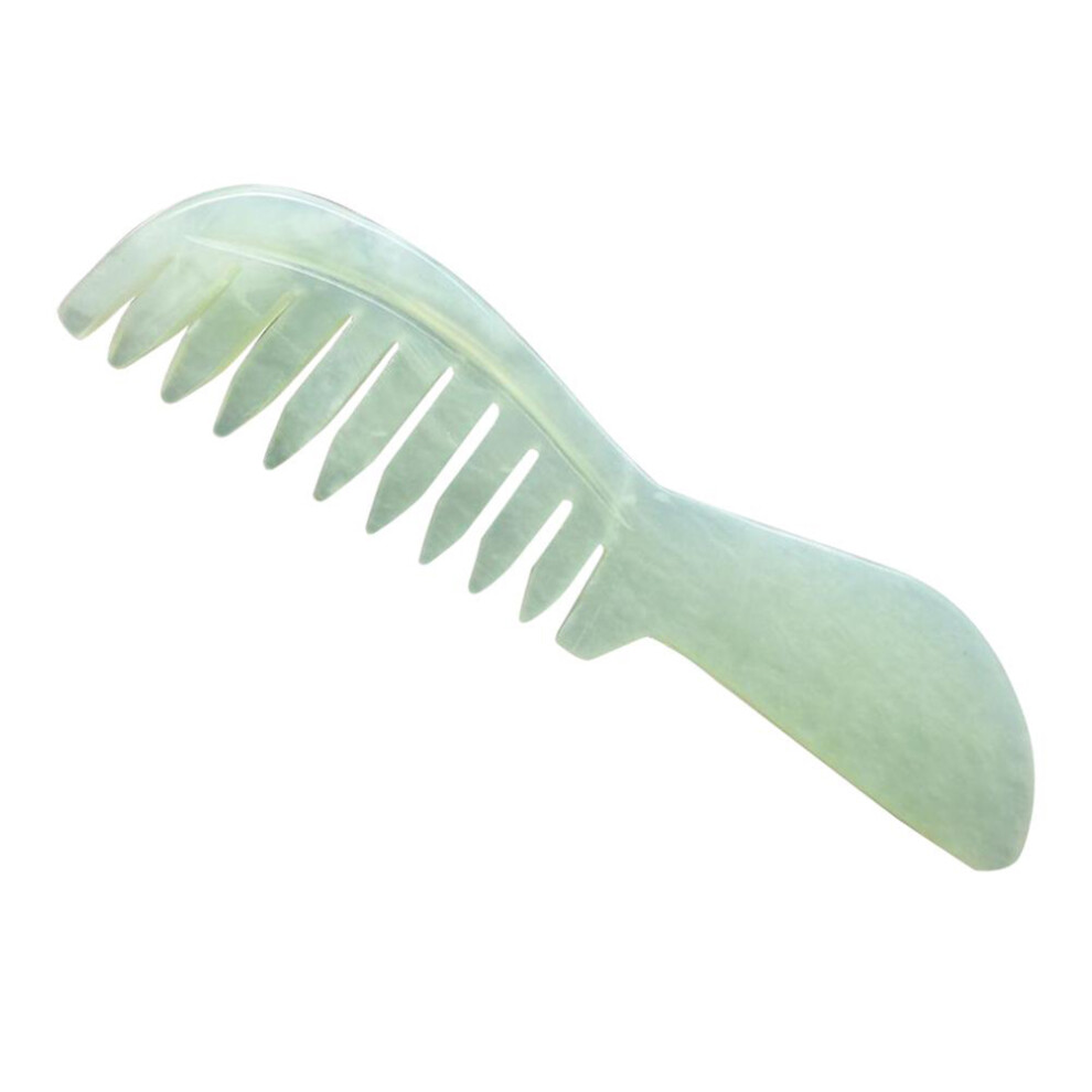 Handheld Massage Tool for Relaxation, Natural Jade with Wide Tooth Hair Comb, Scalp Massager for Stimulating Circulation and Tension Relief, Multi-pu