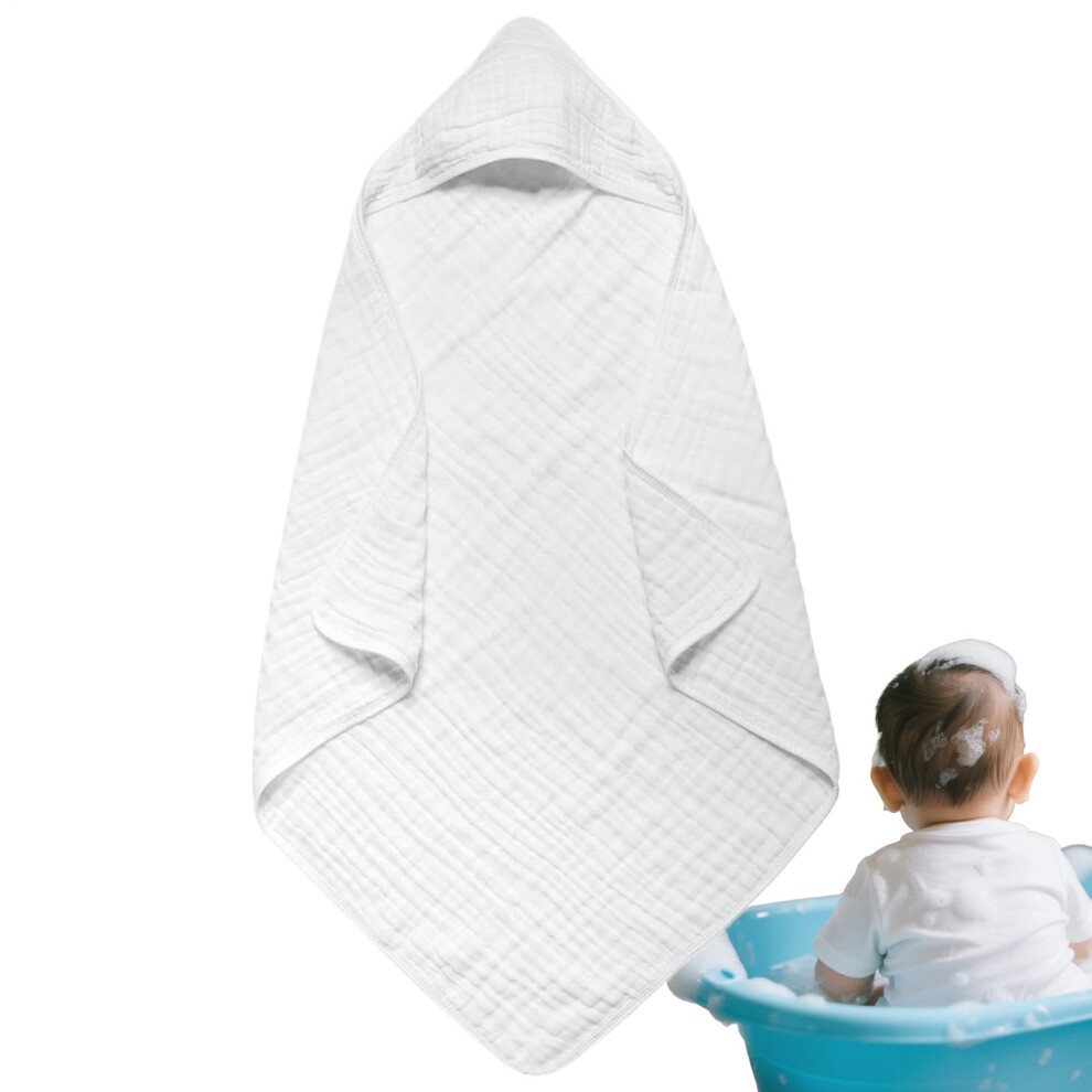 Baby Bath Towels Hooded 35 X 35 Inch Cotton Towel For 03 Years Old Soft White
