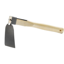Handheld Garden Tool Hoe With Short Wooden Handle 38.5x11 cm Yellow For Loosening Soil And Weeding