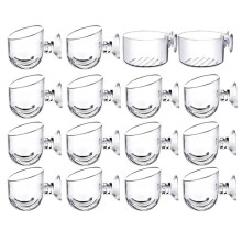 16PCS Aquatic Plant Cups Kit Transparent Acrylic Aquatic Plant Pot Kit , Aquarium Decoration with Suction 2 Shapes