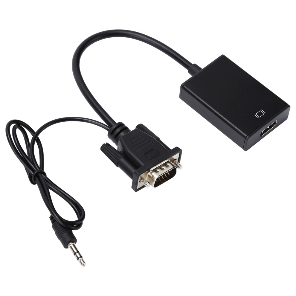 Vga To Hdmi Adapter Cable 1080P With Audio, Aluminum Alloy, Black 8451379021554